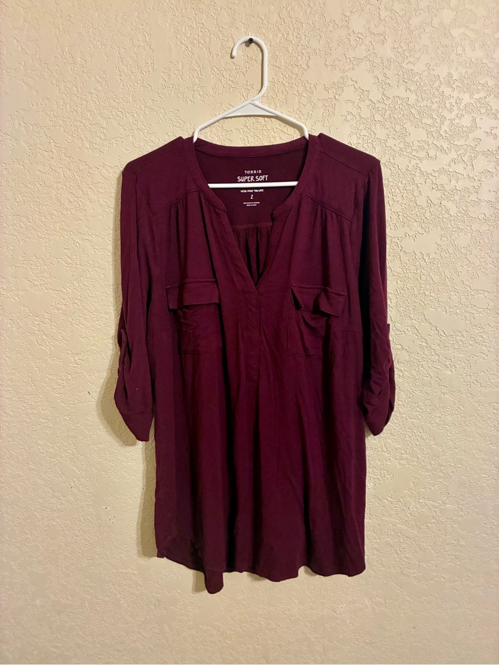 Torrid Super Soft Burgandy Top 2 2X